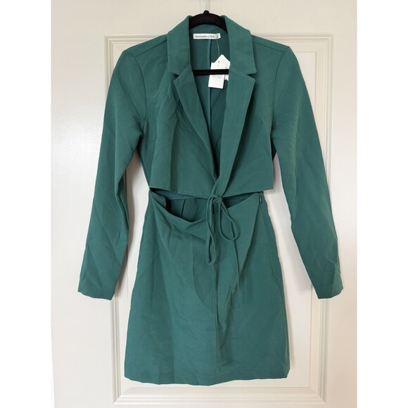 Abercrombie NWT Wrap Front Blazer Cutout Mini Dress Green Size XS - Picture 2 of 7